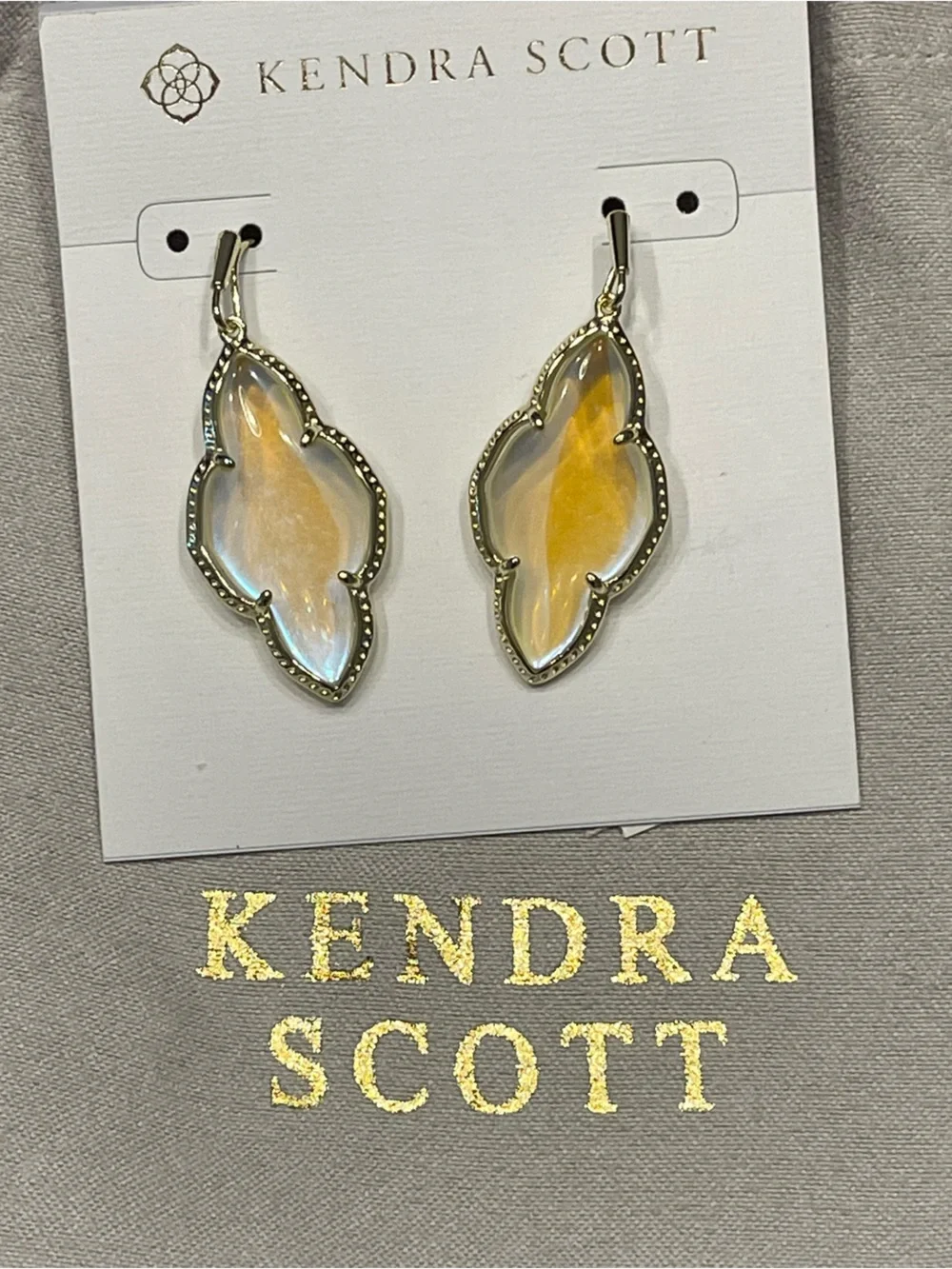 Kendra Scott Abble Drop Earrings gold dichroic glass
